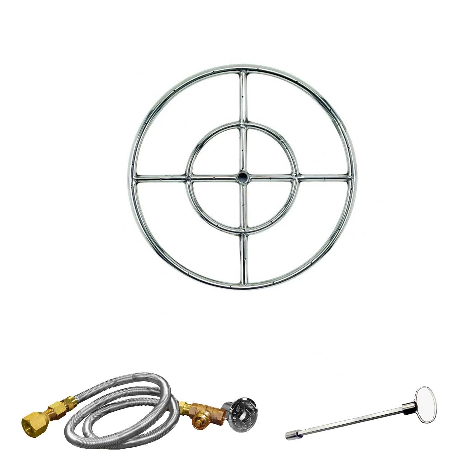 Stainless Steel Gas Fire Pit Burner Ring Kit, Natural Gas, 18-Inches X203554