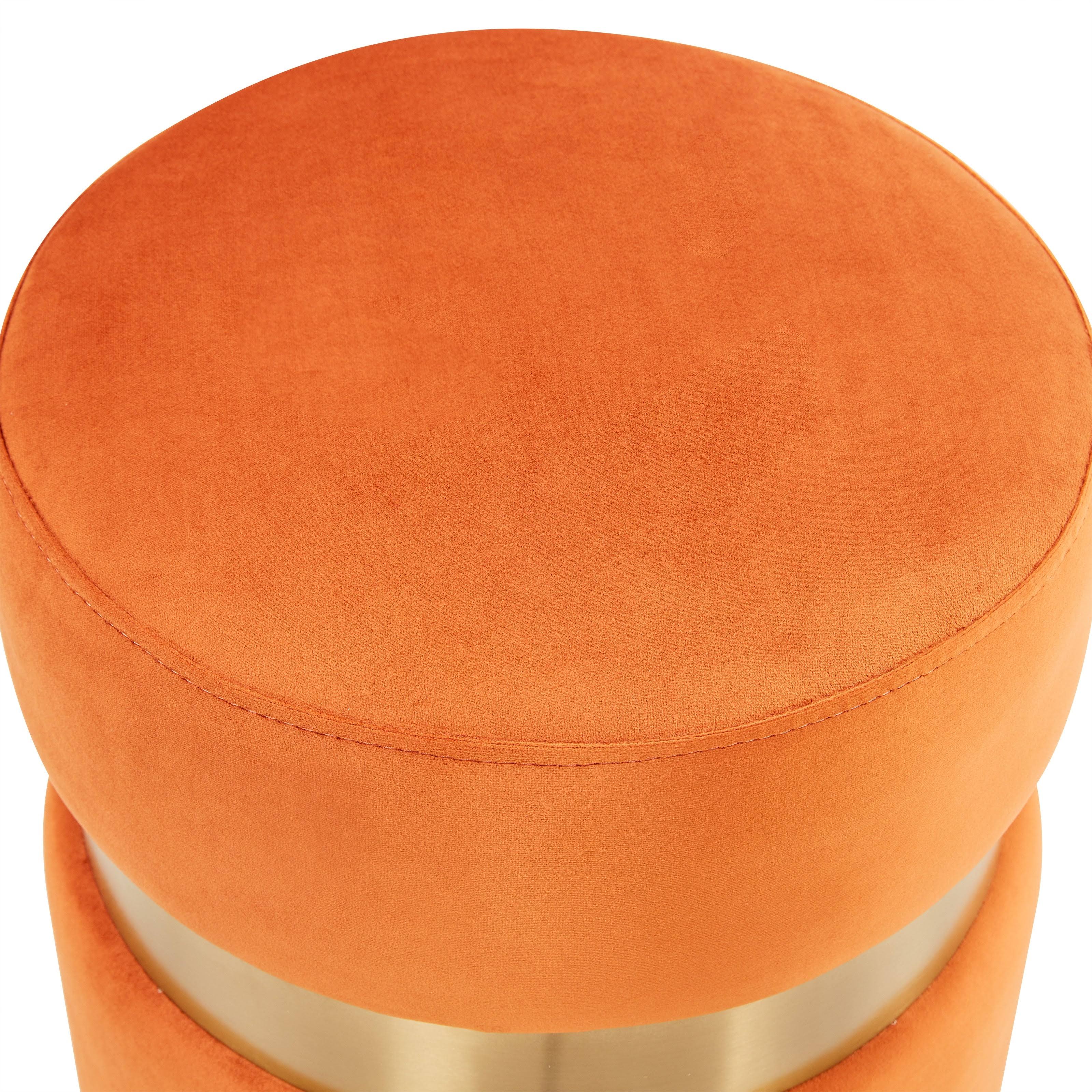 Light Grey Round Velvet Ottoman B860880