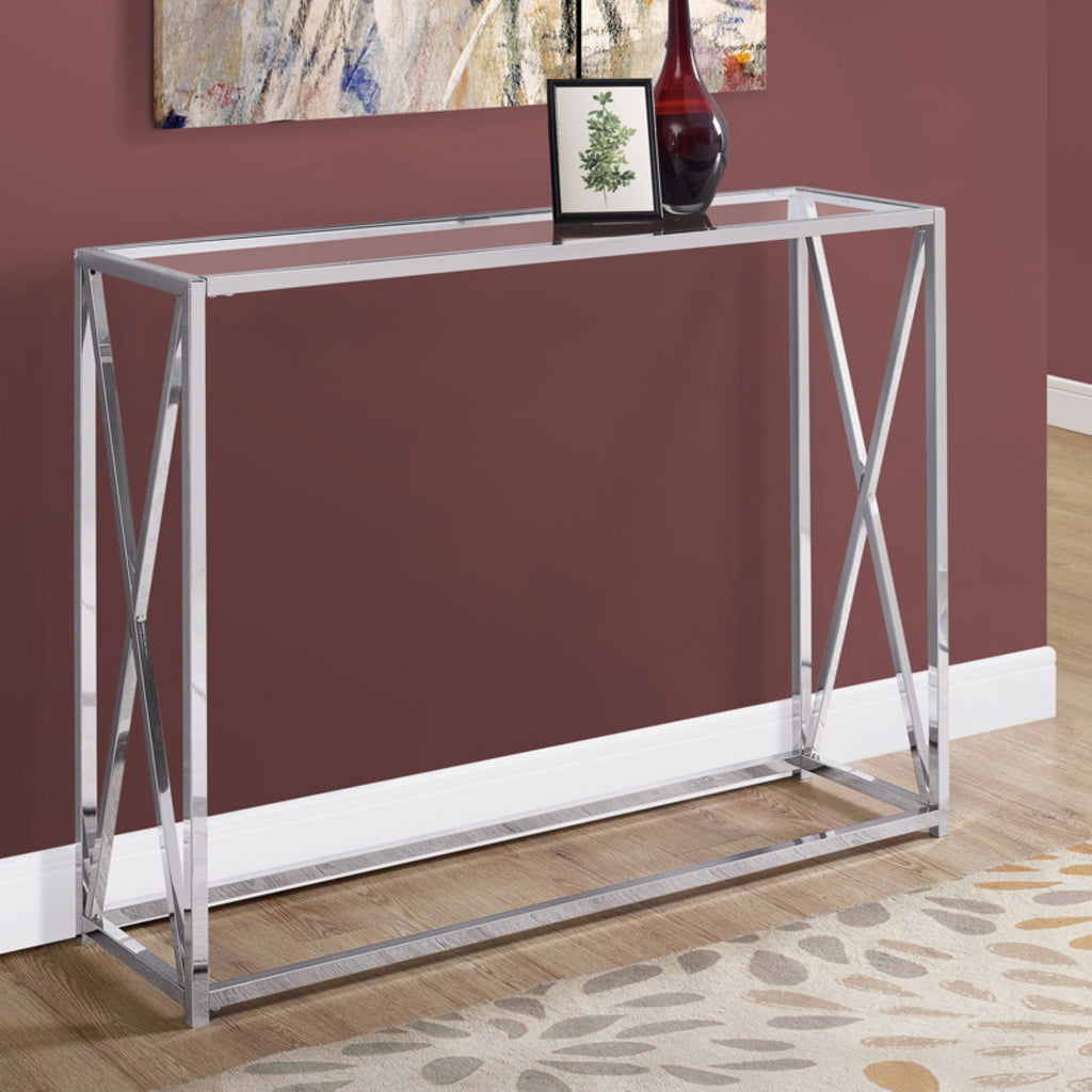 Metal Chrome Narrow Accent Table U5538