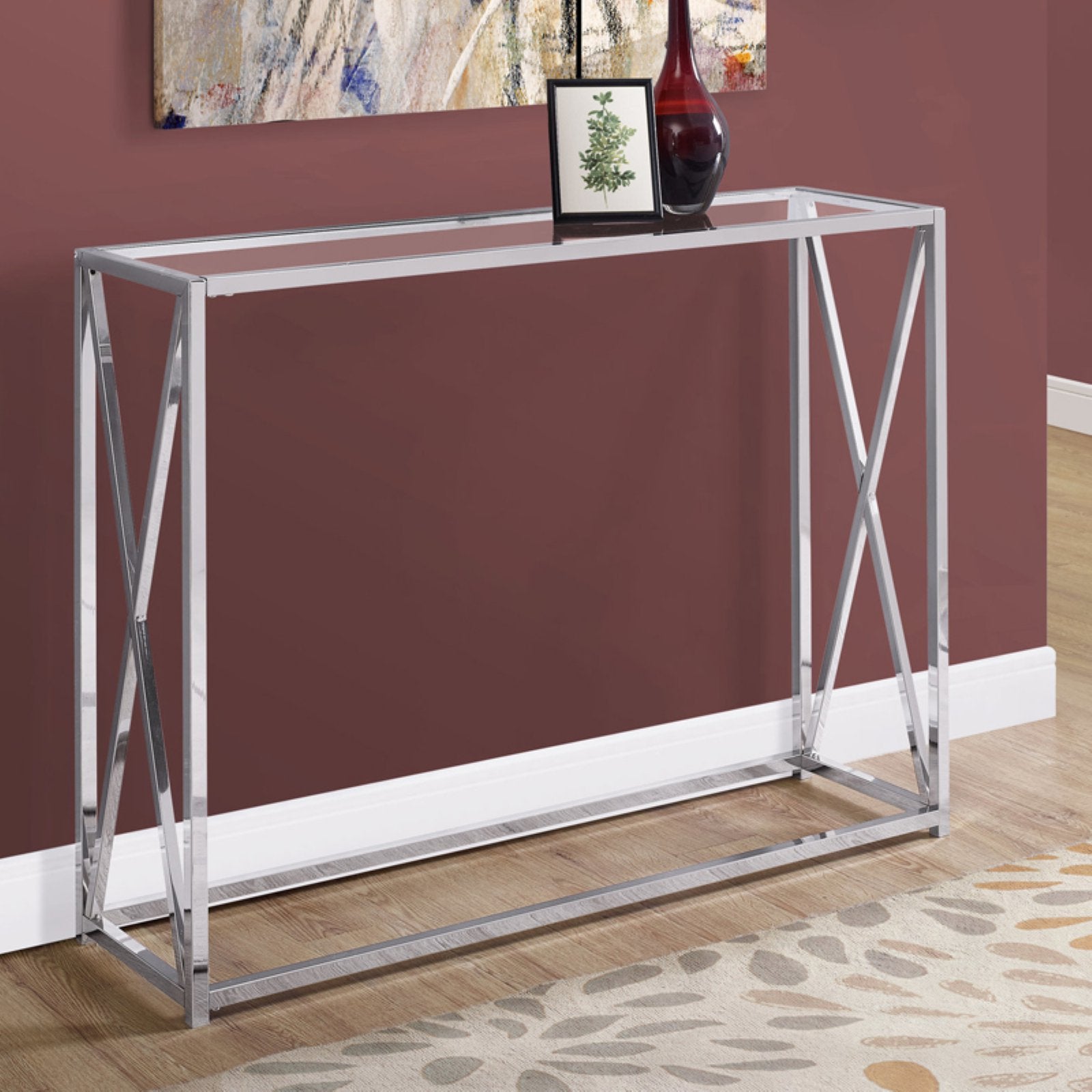 Metal Chrome Narrow Accent Table U5538