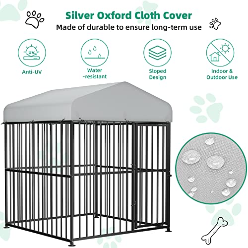 4 x 4 x 5 Ft Heavy Duty Metal Dog Kennel with UV & Waterproof Cover G907
