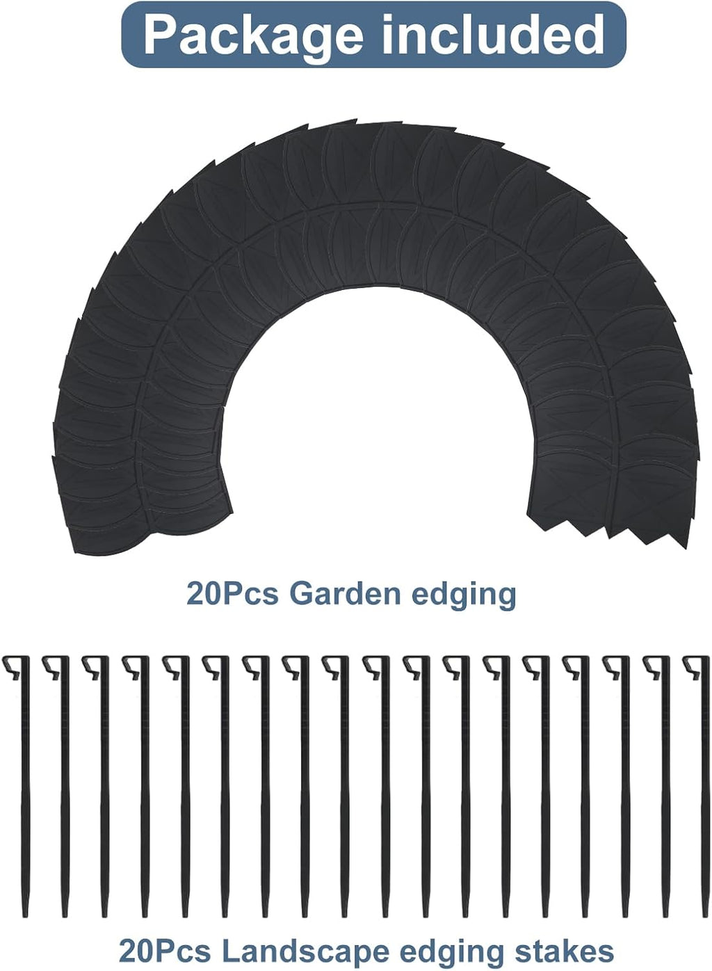 20Ft Plastic Garden Edging with 20Pcs Stakes Black M45112