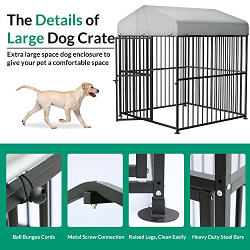 4 x 4 x 5 Ft Heavy Duty Metal Dog Kennel with UV & Waterproof Cover G907