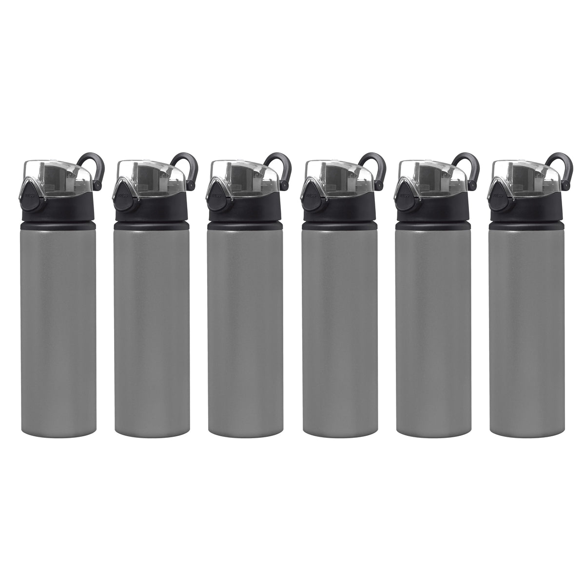 25 oz Aluminum Water Bottle 6 Pack with Carabiner L945