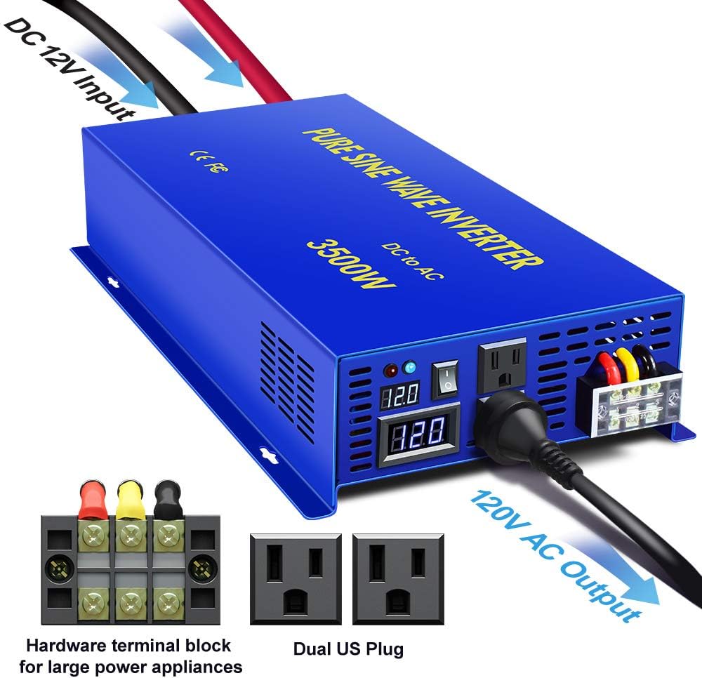 4000 Watt Pure Sine Wave Power Inverter 12V to 120V AC U50664