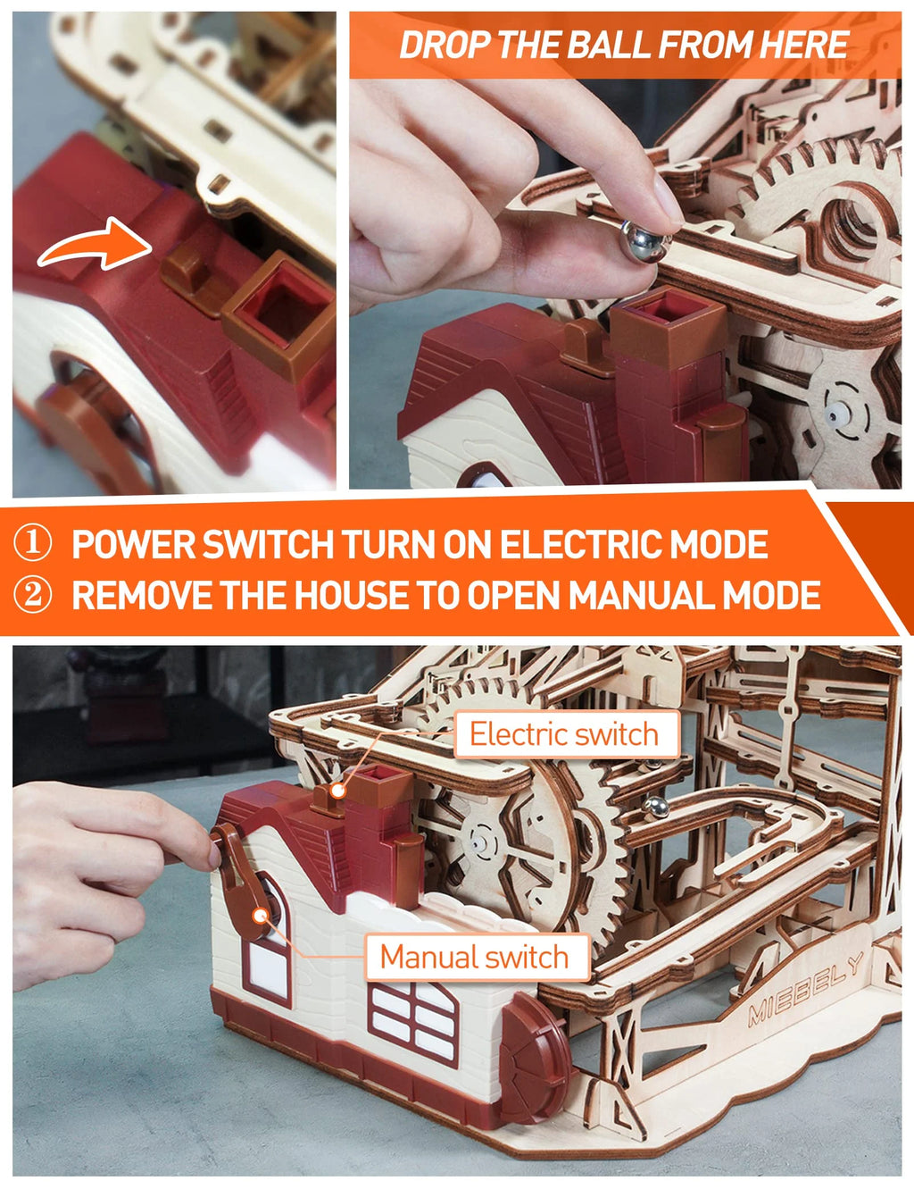 3D Wooden Puzzles Marble Run Model Building Kits with Motor S3253