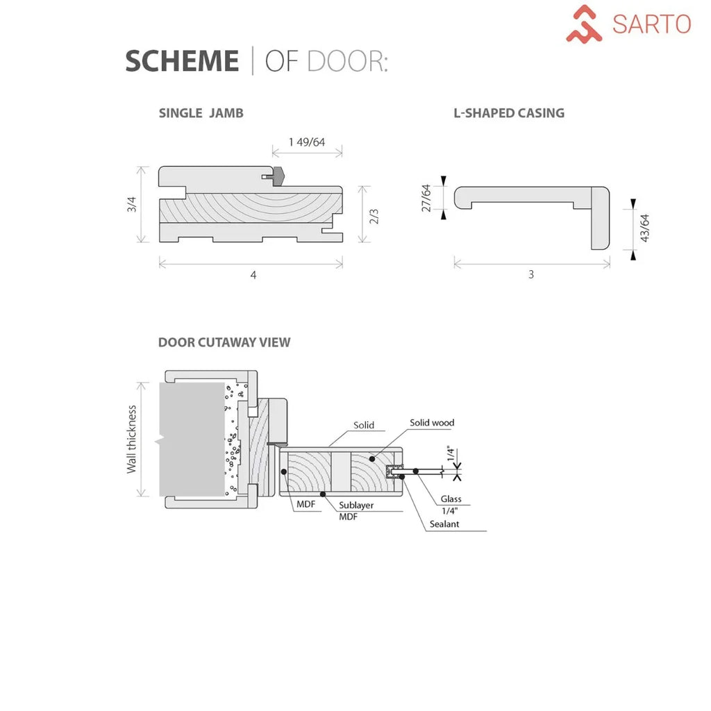 Solid French Double Doors 48 x 96 inches with Frosted Glass S2266