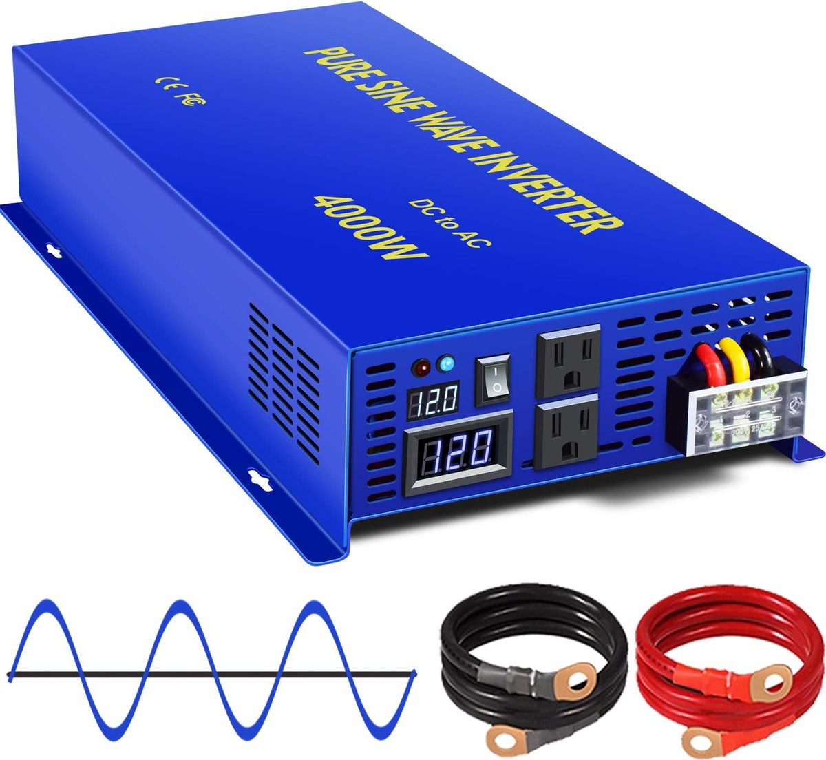 4000 Watt Pure Sine Wave Power Inverter 12V to 120V AC U50664