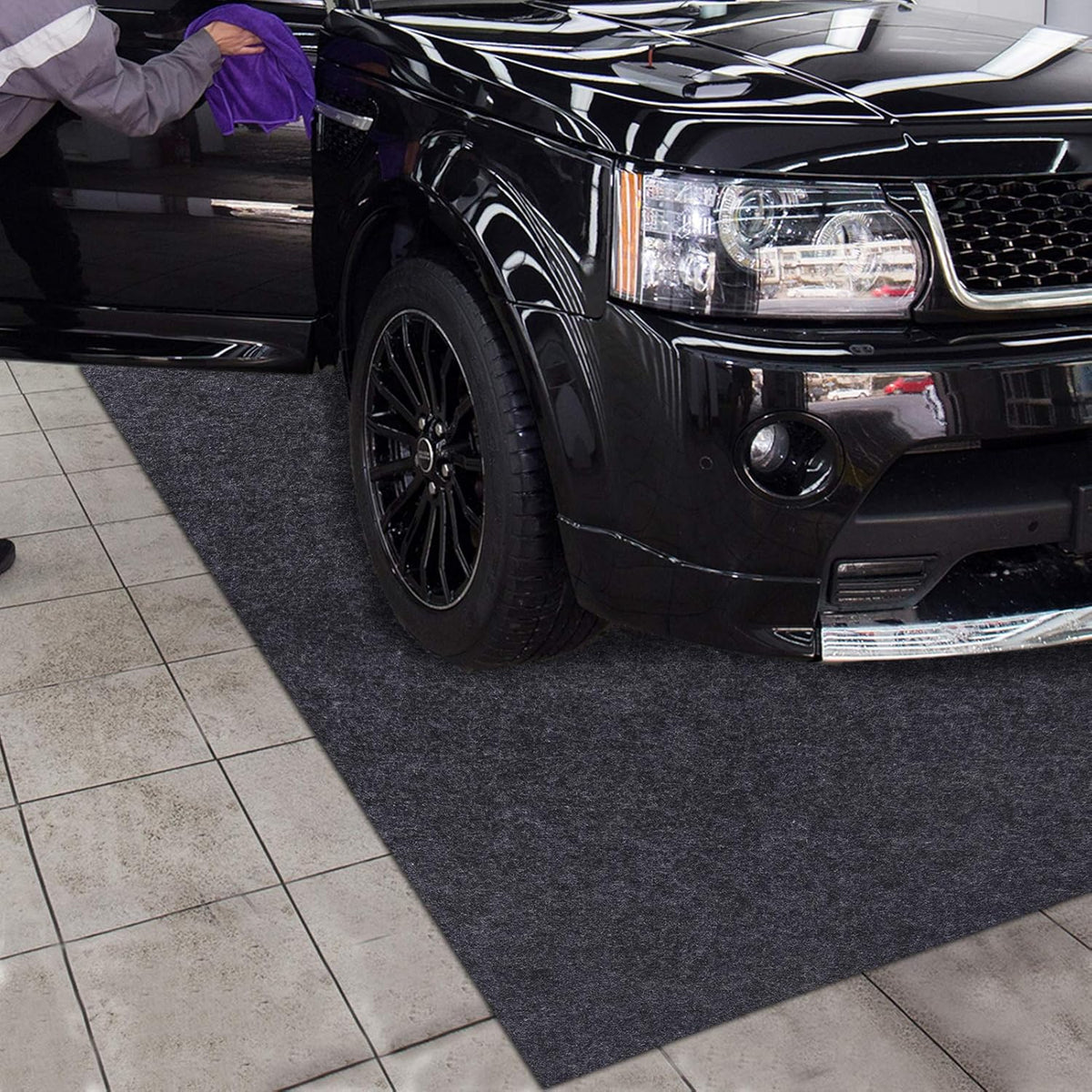 Garage Floor Mats 7.56FT x 6.56FT Absorbent Waterproof Washable K2315