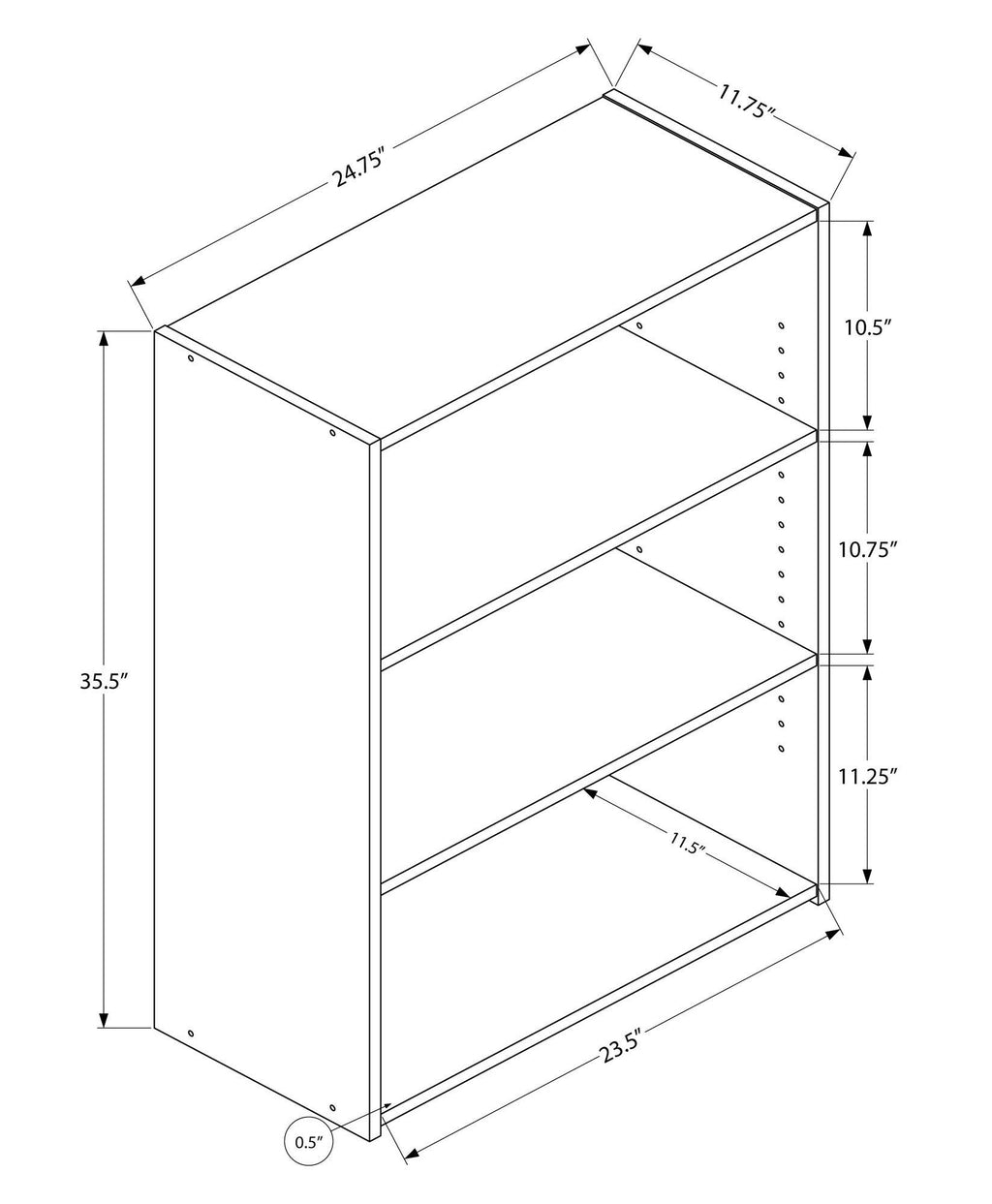 White Bookcase with 3 Shelves H304