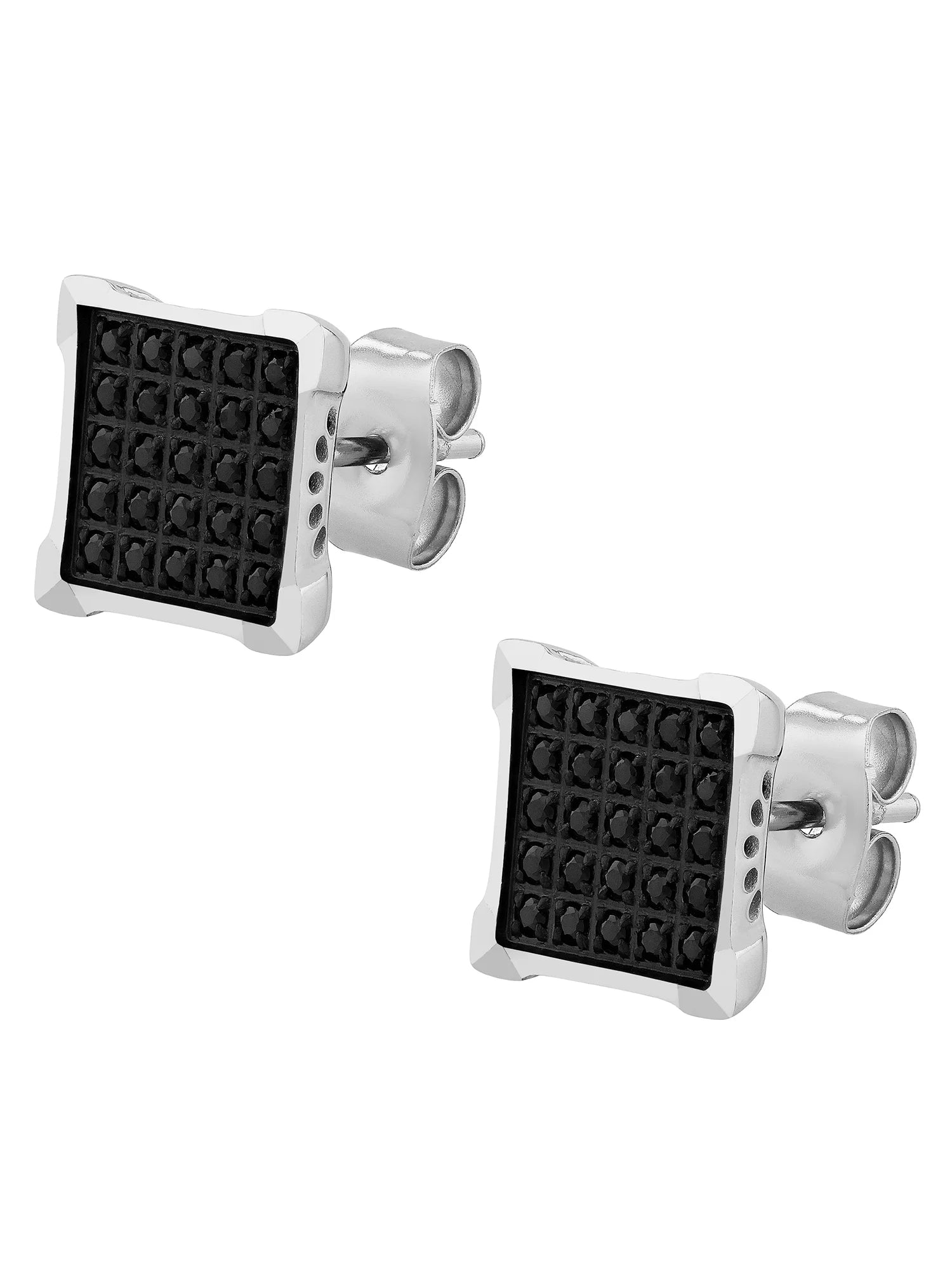 Black Diamond Stainless Steel Square Stud Earrings E210901