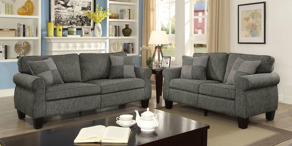 Dark Gray Linen-like Fabric Sofa and Loveseat A199832