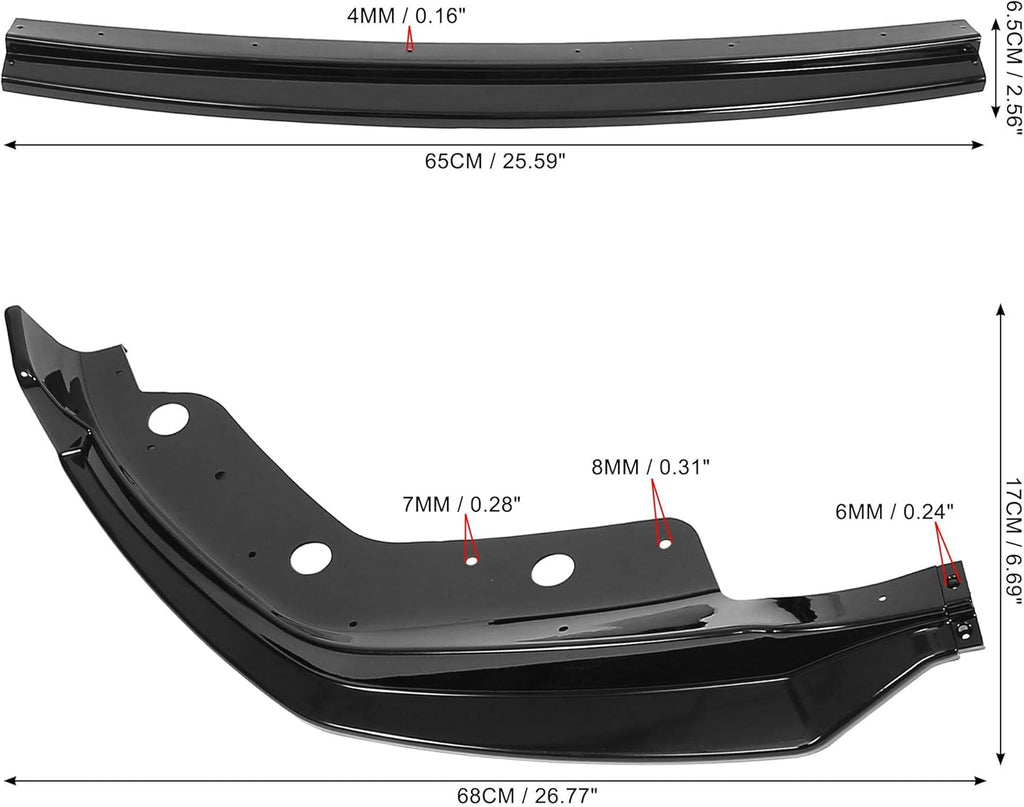 Glossy Black Car Front Bumper Bottom Lip Spoiler Splitter Pack of 2 U6803