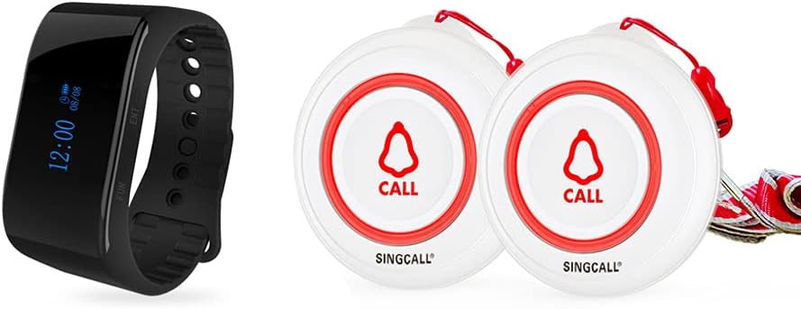 Wireless Caregiver Pager Calling System with 1 Mobile Receiver 2 Call Buttons H669391