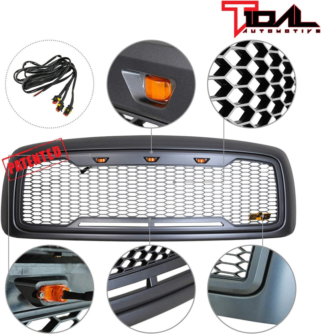 ABS Upper Grille with Amber LED Lights for Ram 1500/2500/3500 M588