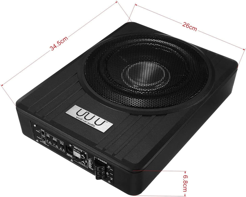 Under Seat Car Active Sub Woofer Black Slim Aluminium Alloy Speaker 12V 600W V92339