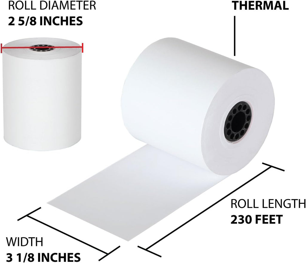 Thermal Cash Register POS Paper Rolls 3 1/8 x 230' BPA Free (32 Pack) I481318