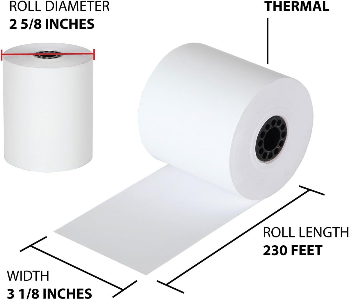 Thermal Cash Register POS Paper Rolls 3 1/8 x 230' BPA Free (32 Pack) I481318