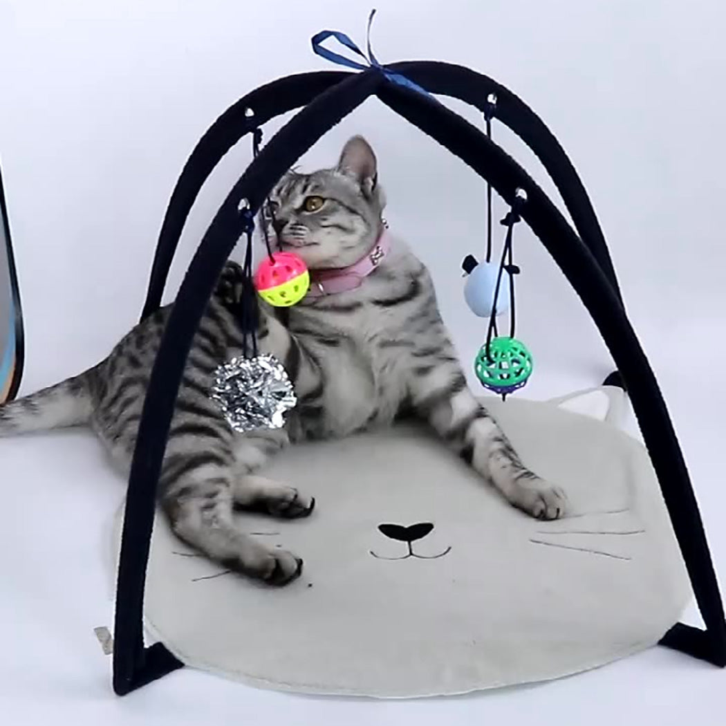 Foldable Cat Play Tent with Hanging Toys W396