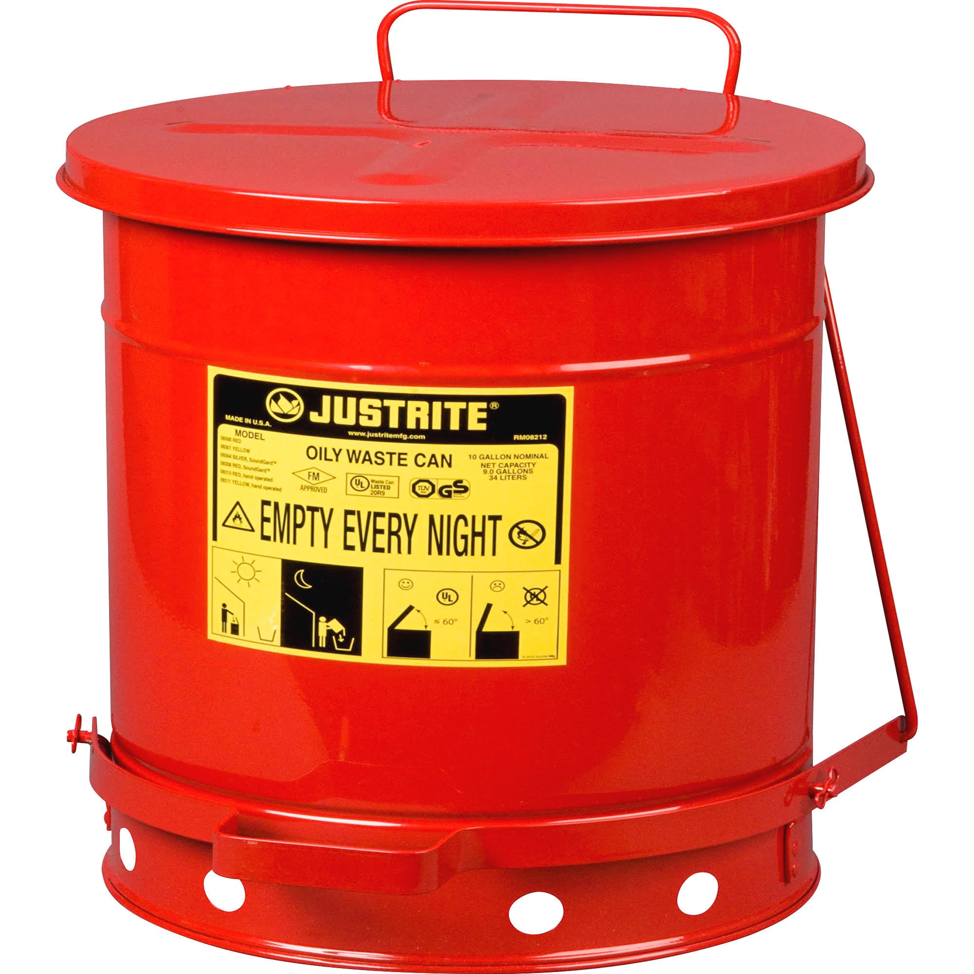 10 Gallon Red Oily Waste Can S9760