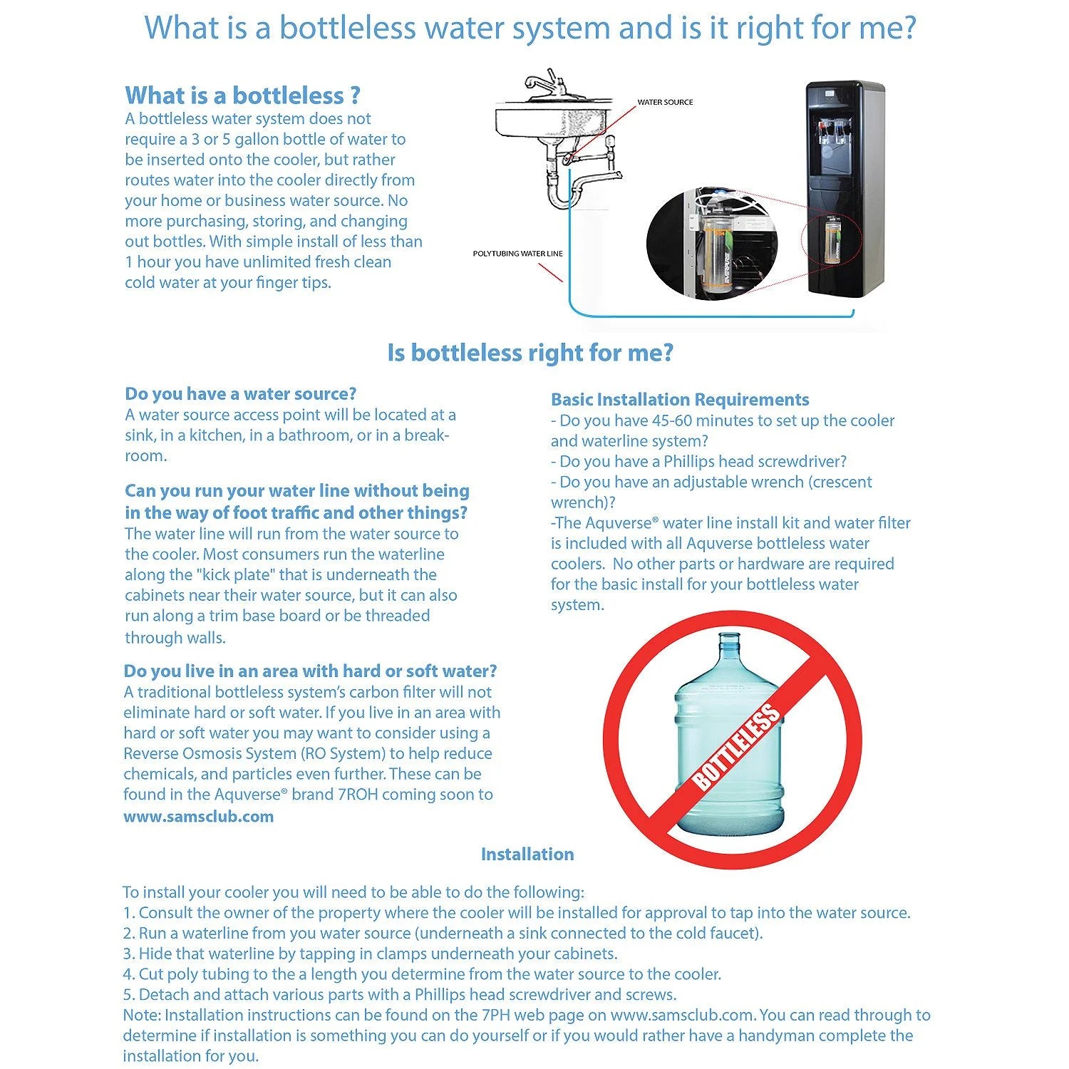 Bottleless Hot & Cold Water Dispenser with Install Kit C654956