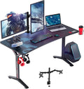 Gaming Desk with Dual Monitor Mount and Outlet Organizer K25125