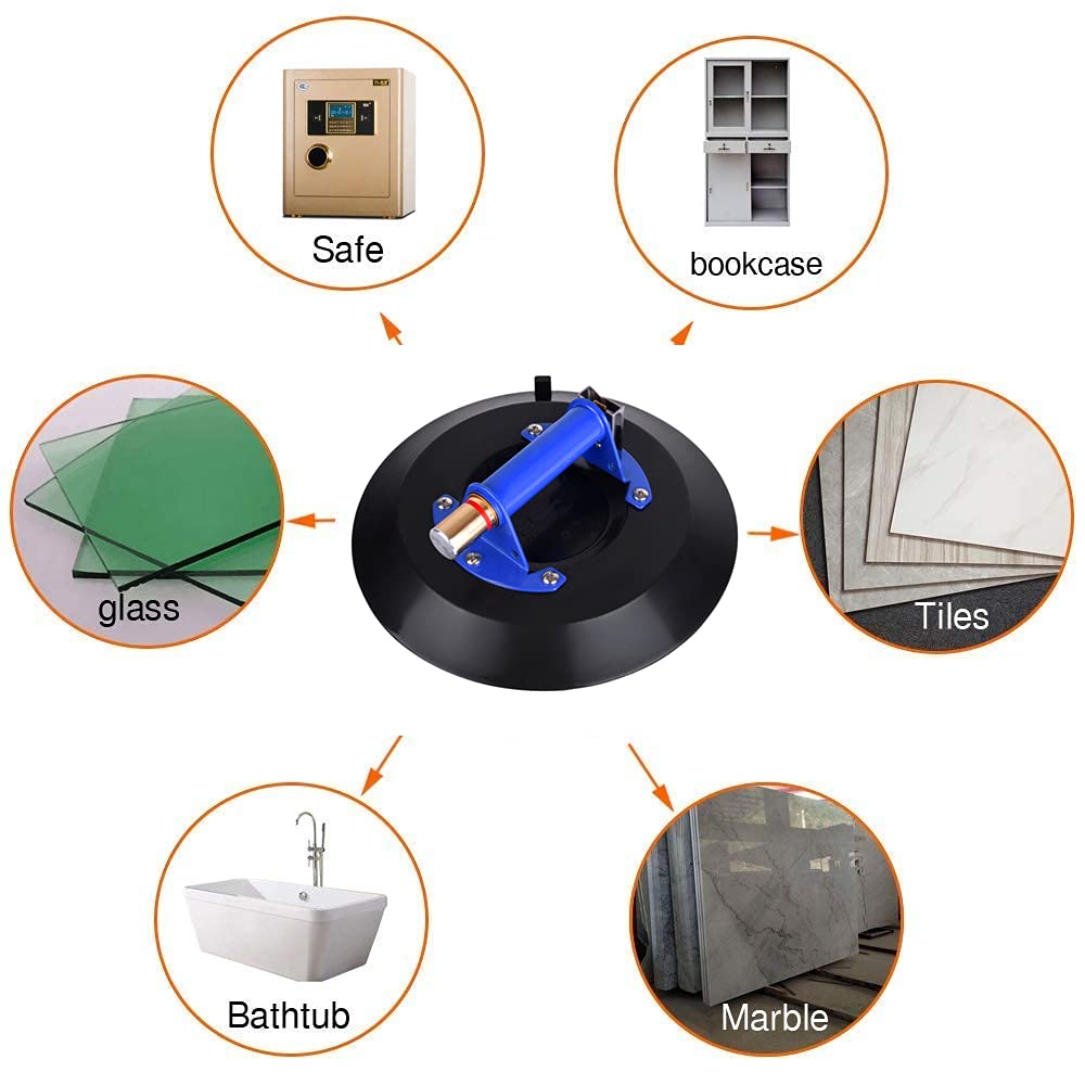 12 Super Strong Glass Suction Cup Vacuum Glass Lifter with Metal Handle and Brass Pump I492