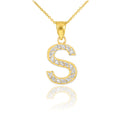 14K Diamond Initial Pendant Necklace with 18" Chain S477