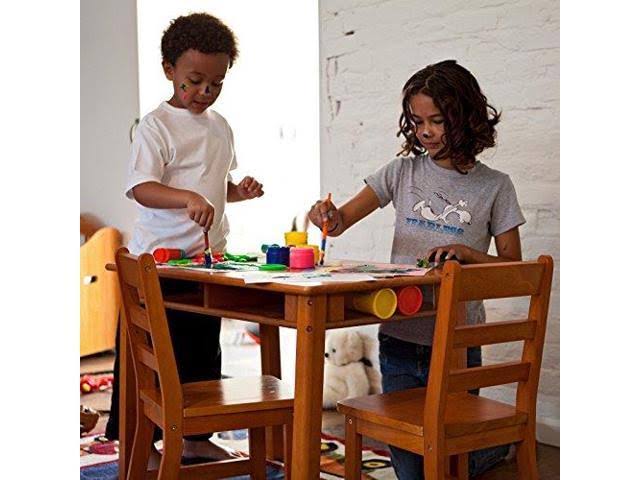 Childrens Rectangular Table and 2 Chairs Set, Walnut N97799