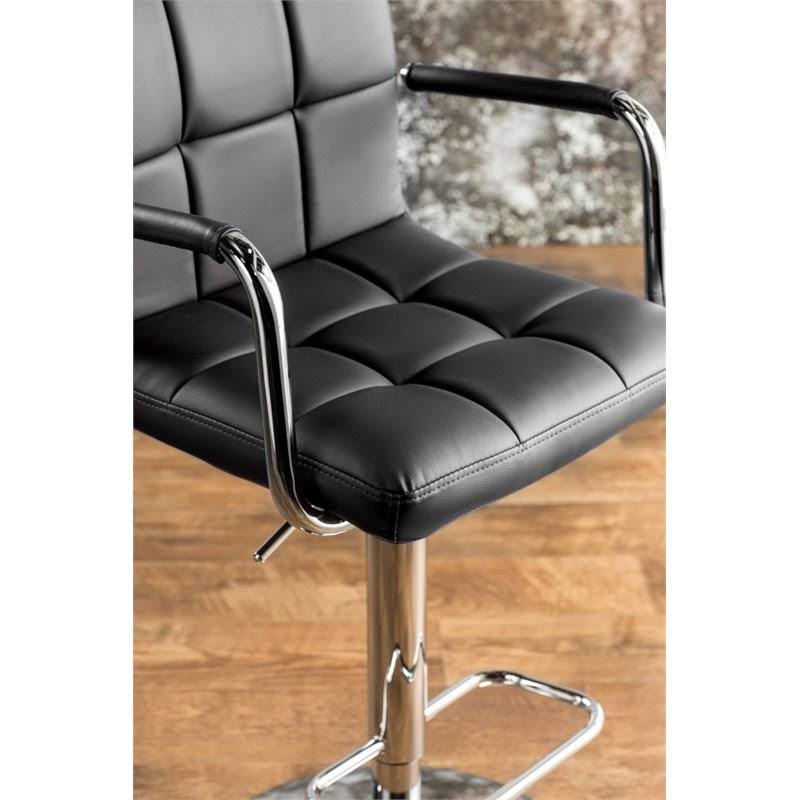 Black Leather Adjustable Bar Stool F428