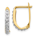 14K Yellow Gold Diamond Hinged Hoop Earrings P6392