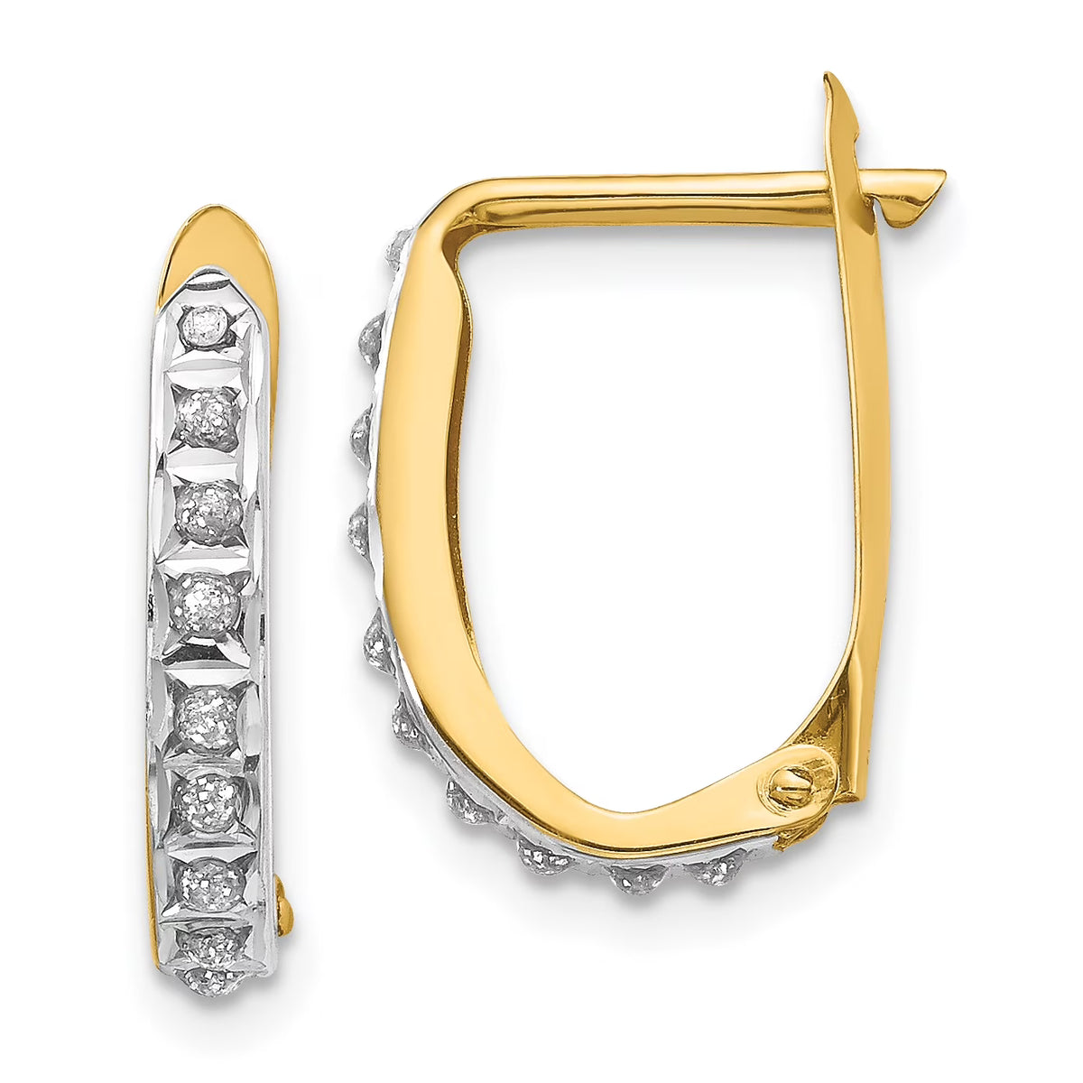 14K Yellow Gold Diamond Hinged Hoop Earrings P6392