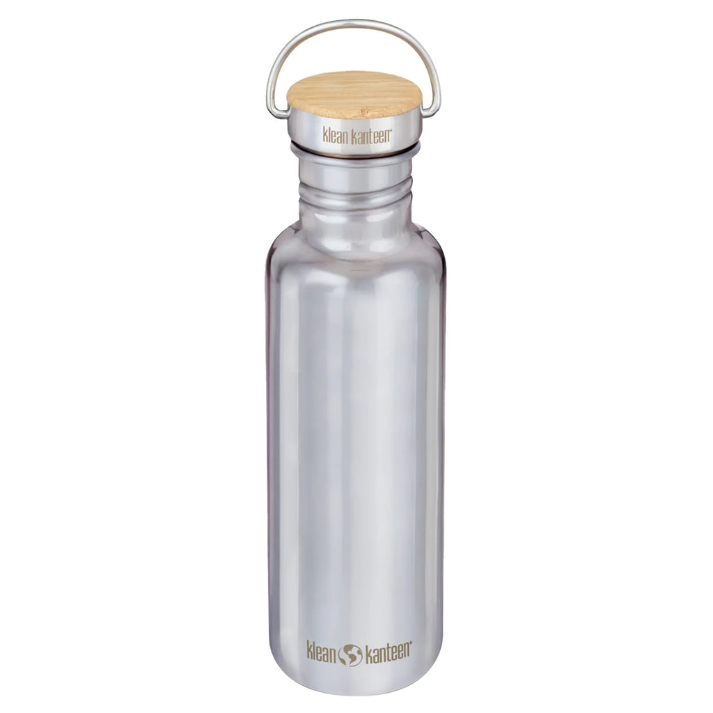 27 Oz Mirrored Stainless Steel Water Bottle with Bamboo Cap U613
