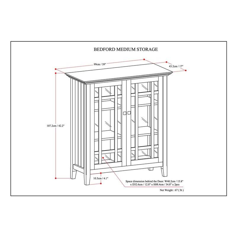 Solid Wood Medium Storage Cabinet in Light Golden Brown M9236