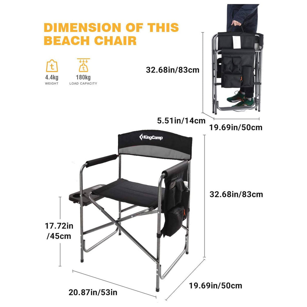 Oversize Padded Folding Director Chair with Side Table and Pocket A528