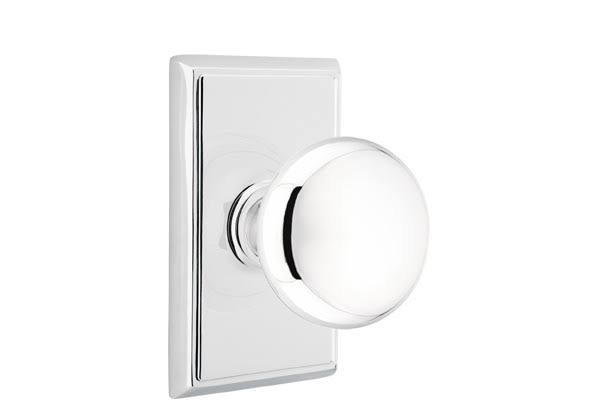 Double Dummy Knob with Rectangular Rose, Bright Chrome E15312