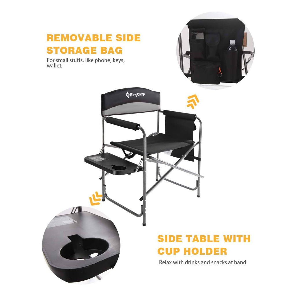Oversize Padded Folding Director Chair with Side Table and Pocket A528