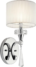 Chrome 1 Light Wall Sconce with Optical Crystal Accents and Organza Fabric U4908