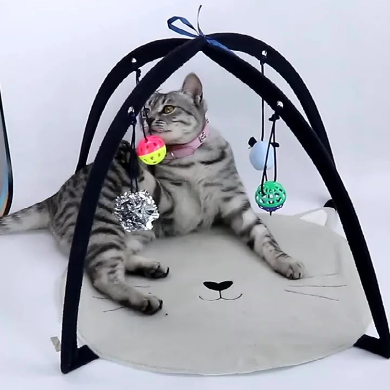 Foldable Cat Play Tent with Hanging Toys W396