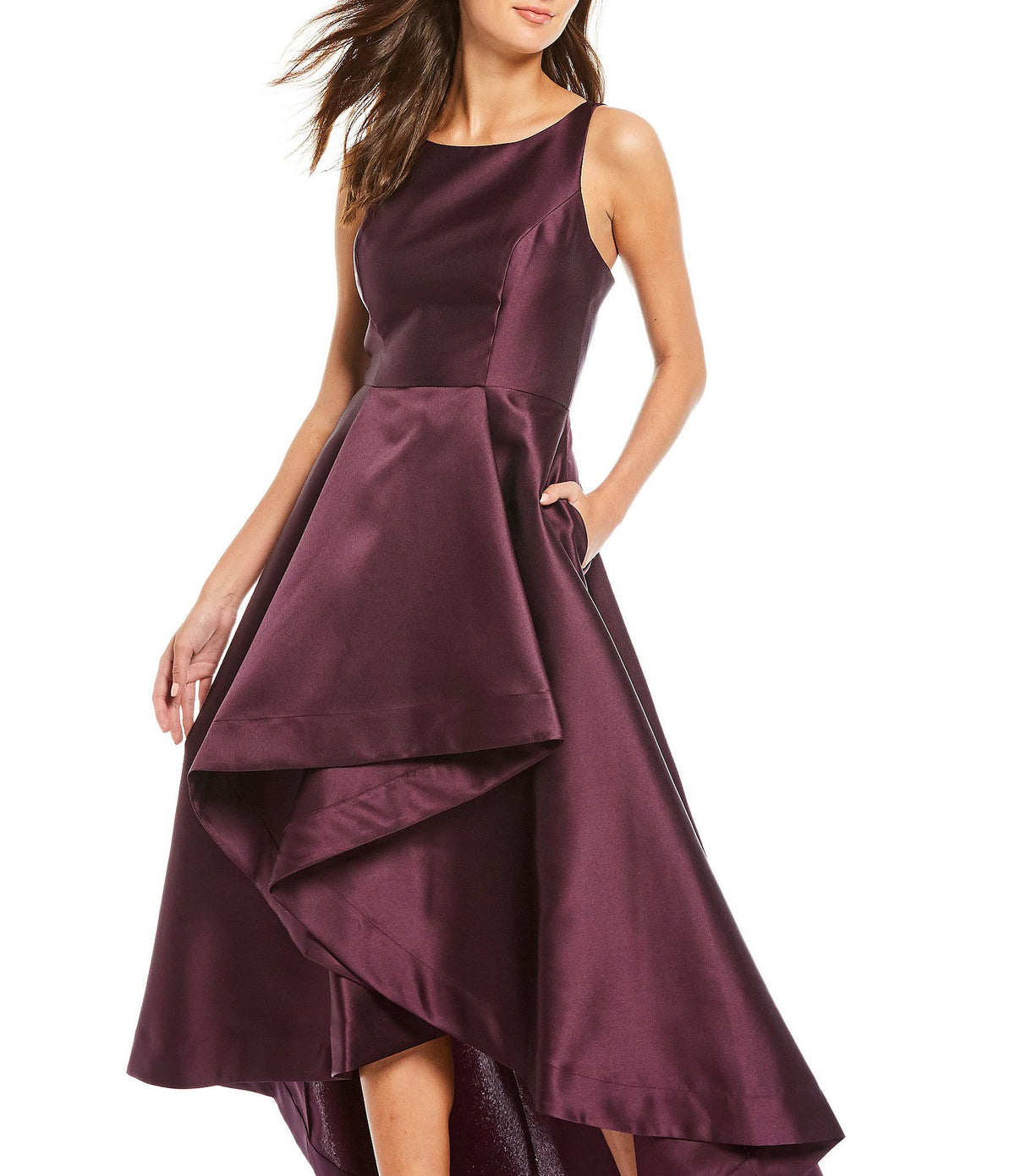 Black Mikado High-Low Gown Z188