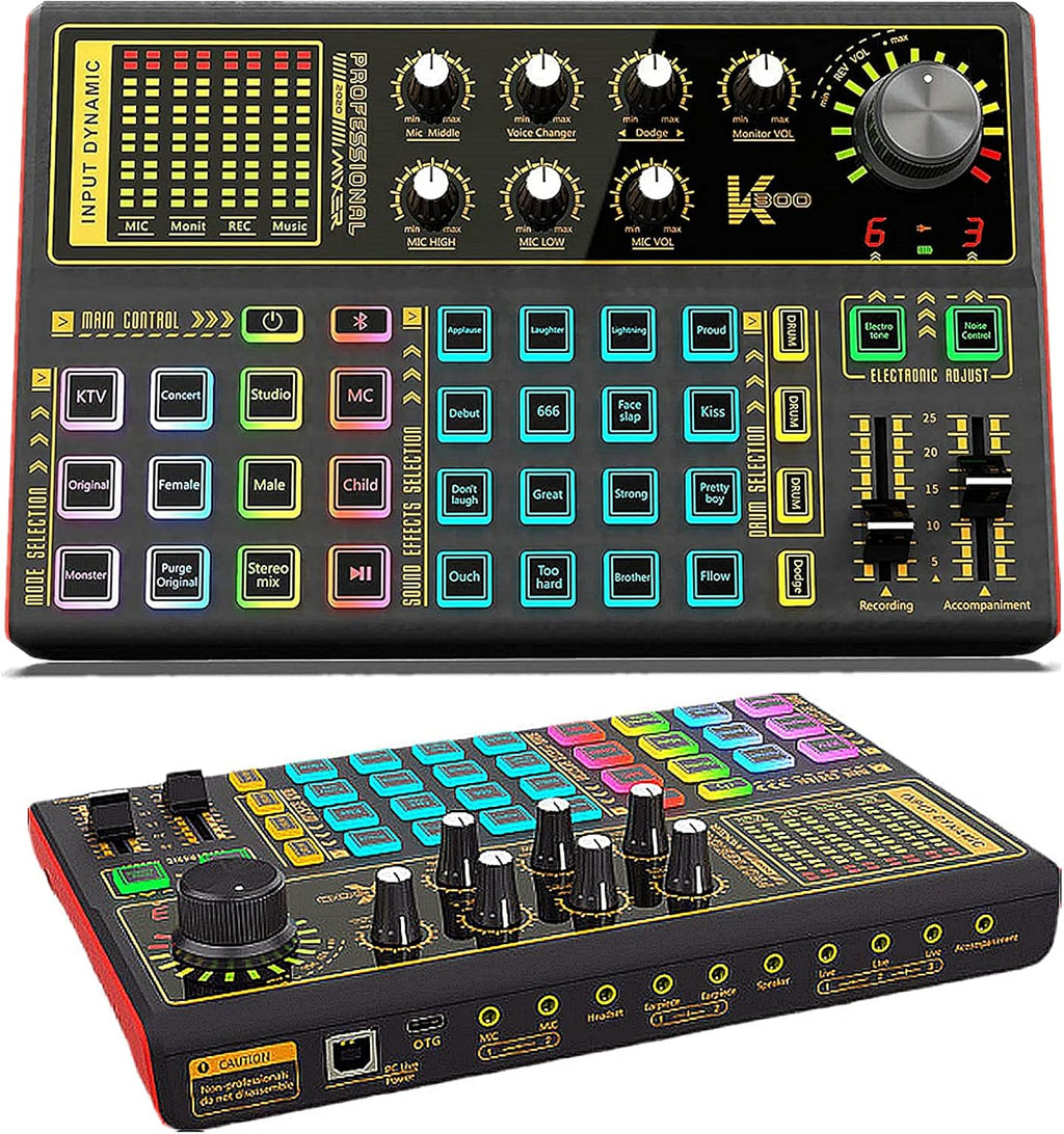 Professional Audio Mixer Sound Card with DJ Mixer Effects, Voice Changer and LED Light, Pack of 2 S285716
