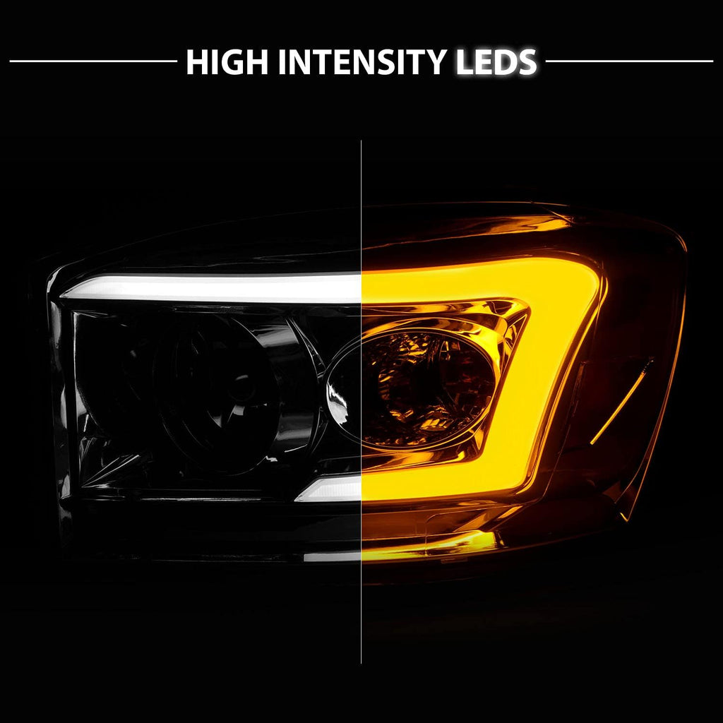 Chrome LED Tube Replacement Headlights for Ram Truck 1500 2500 3500 N177330