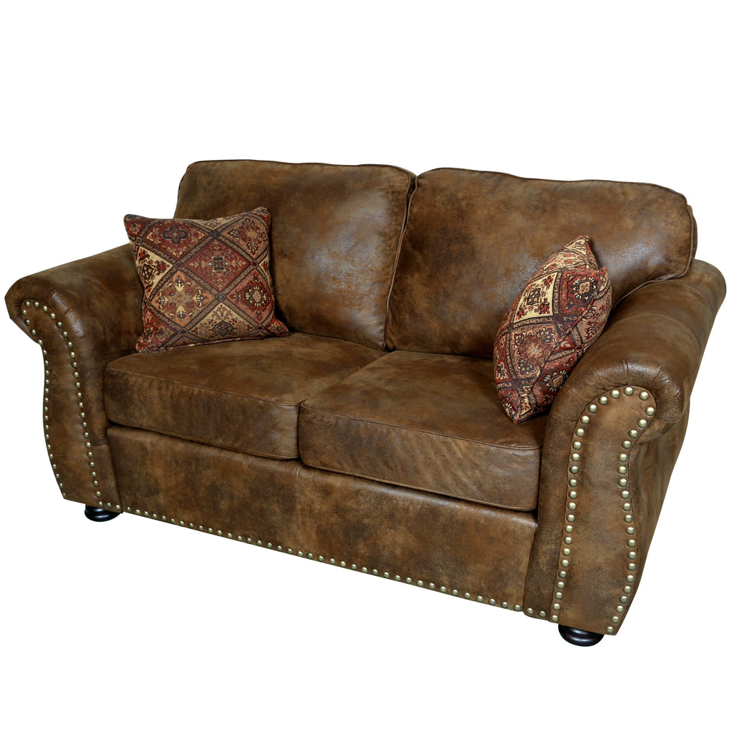 Brown Leather-Look Loveseat U173178