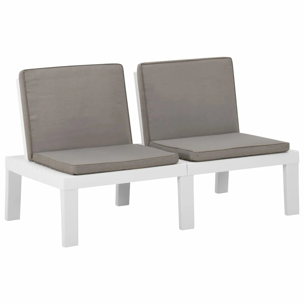 3 Piece White Outdoor Patio Lounge Set with Anthracite Cushions F99634