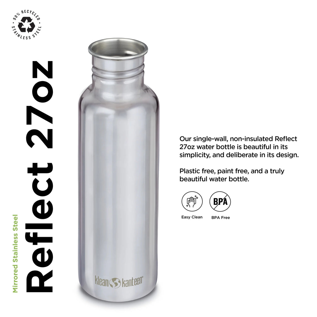 27 Oz Mirrored Stainless Steel Water Bottle with Bamboo Cap U613