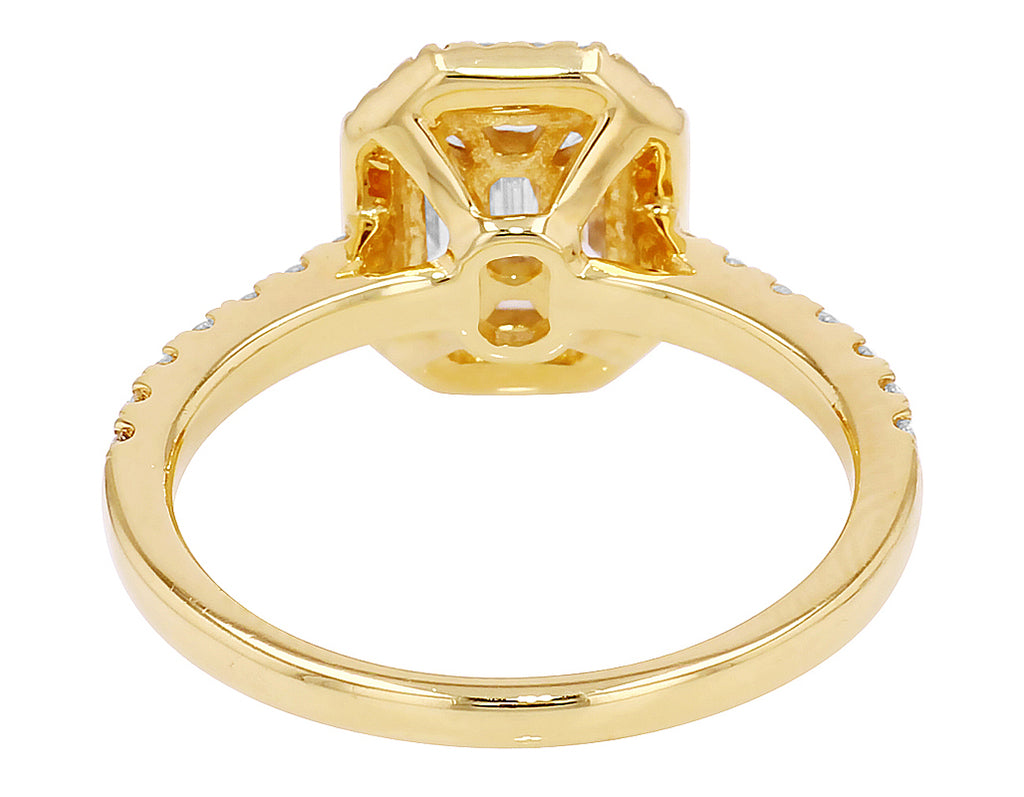 Emerald Diamond 0.75CT Engagement Ring 14K Yellow Gold P205