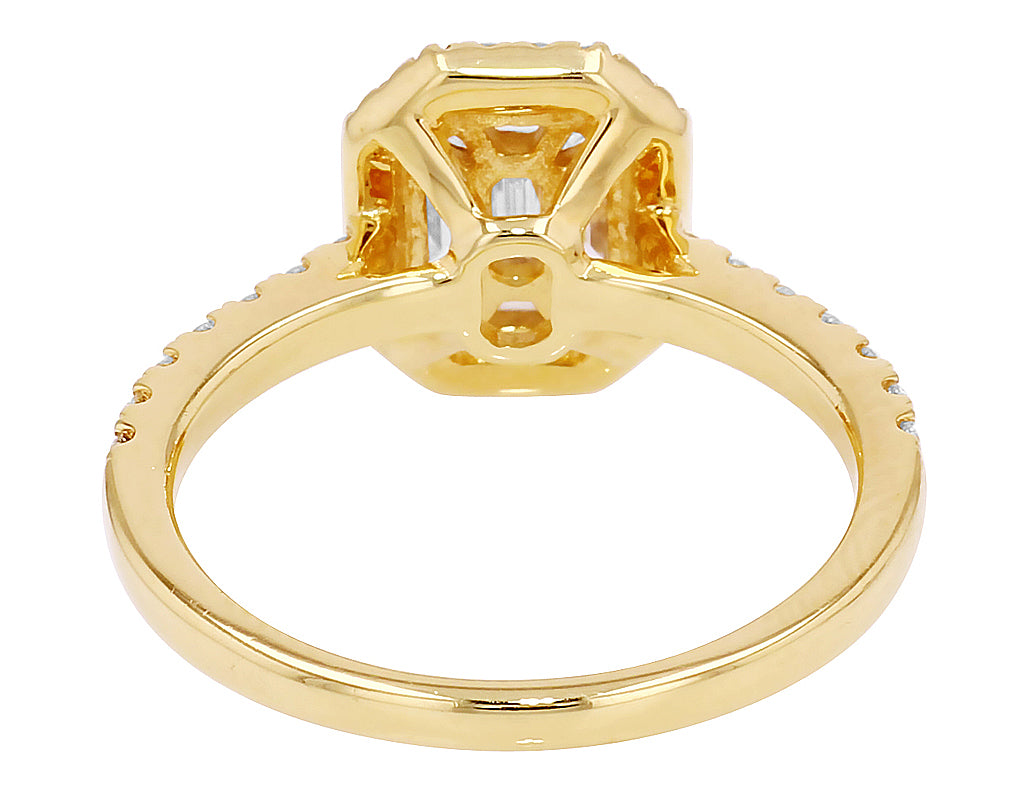 Emerald Diamond 0.75CT Engagement Ring 14K Yellow Gold P205