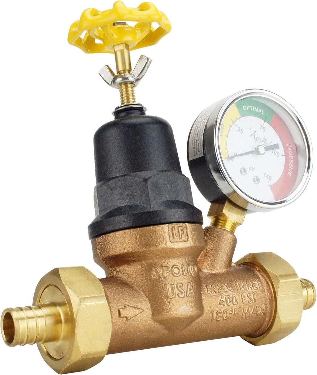Water Pressure Regulator with Gauge, Bronze, Pack of 2 U6730