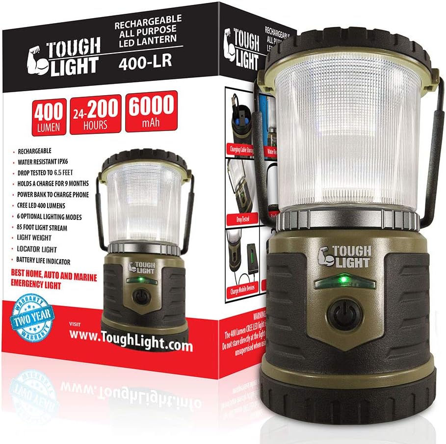 LED Rechargeable Lantern with Cell Phone Charger, Pack of 2 K7142