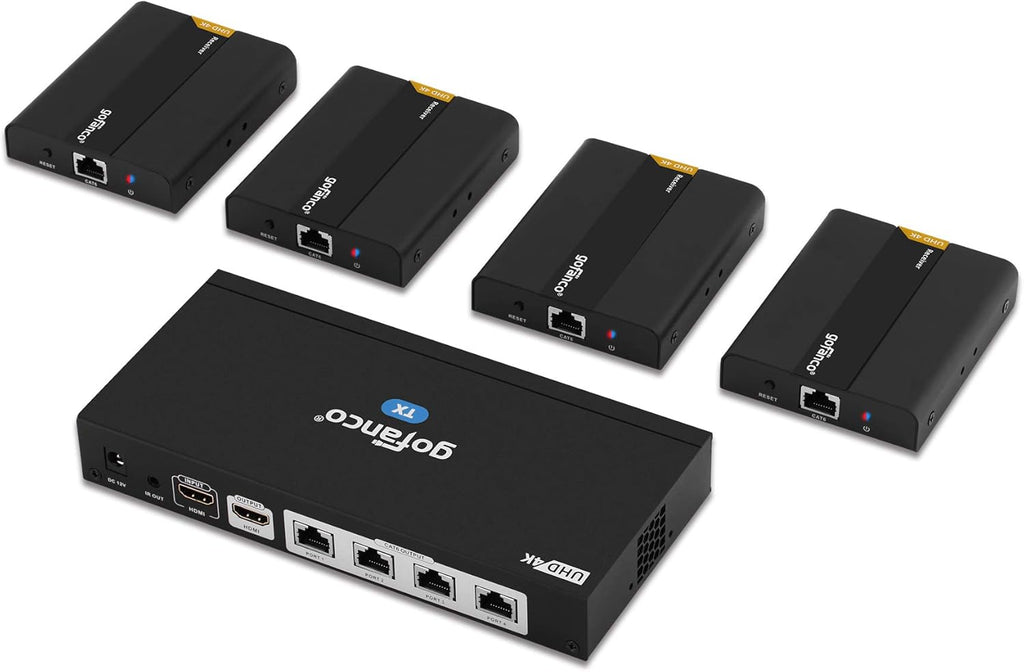 1x4 HDMI 2.0 Extender Splitter 4K 60Hz Over Cat6/Cat7 Ethernet Cable with HDMI Local Loopout P571